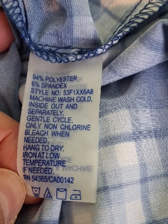 Peter Nygard Blue & White Plaid Button-Down Shirt 4354 - Picture 5 of 7